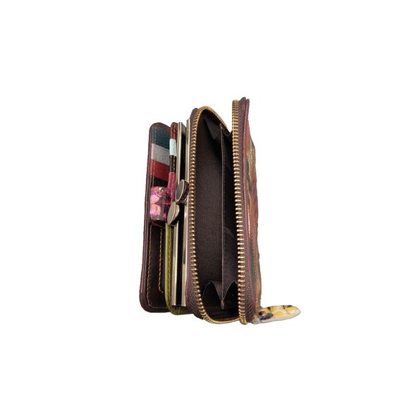 Art de Piel Genuine Leather Wallet Made in Mexico Patchwork Floral Multicolor - Picture 4 of 5